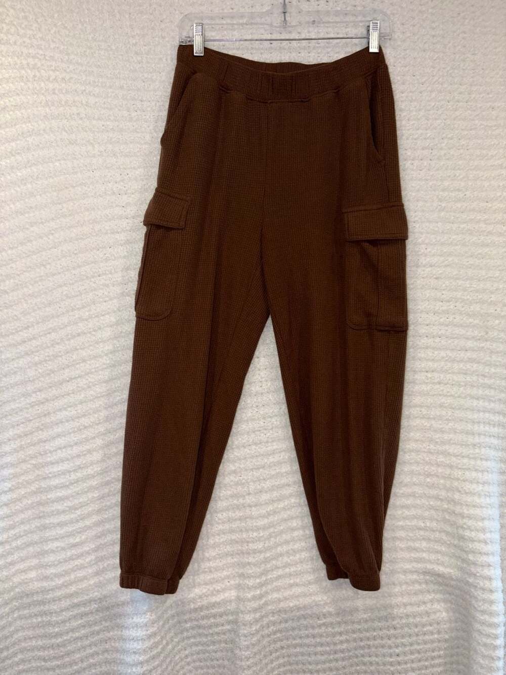 Aerie Traveler Waffle Cargo Joggers Size S Brown